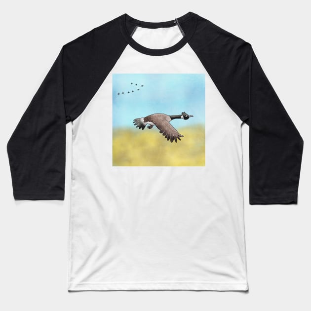 Canada Goose flying south for the Winter. Baseball T-Shirt by DragonpupLees